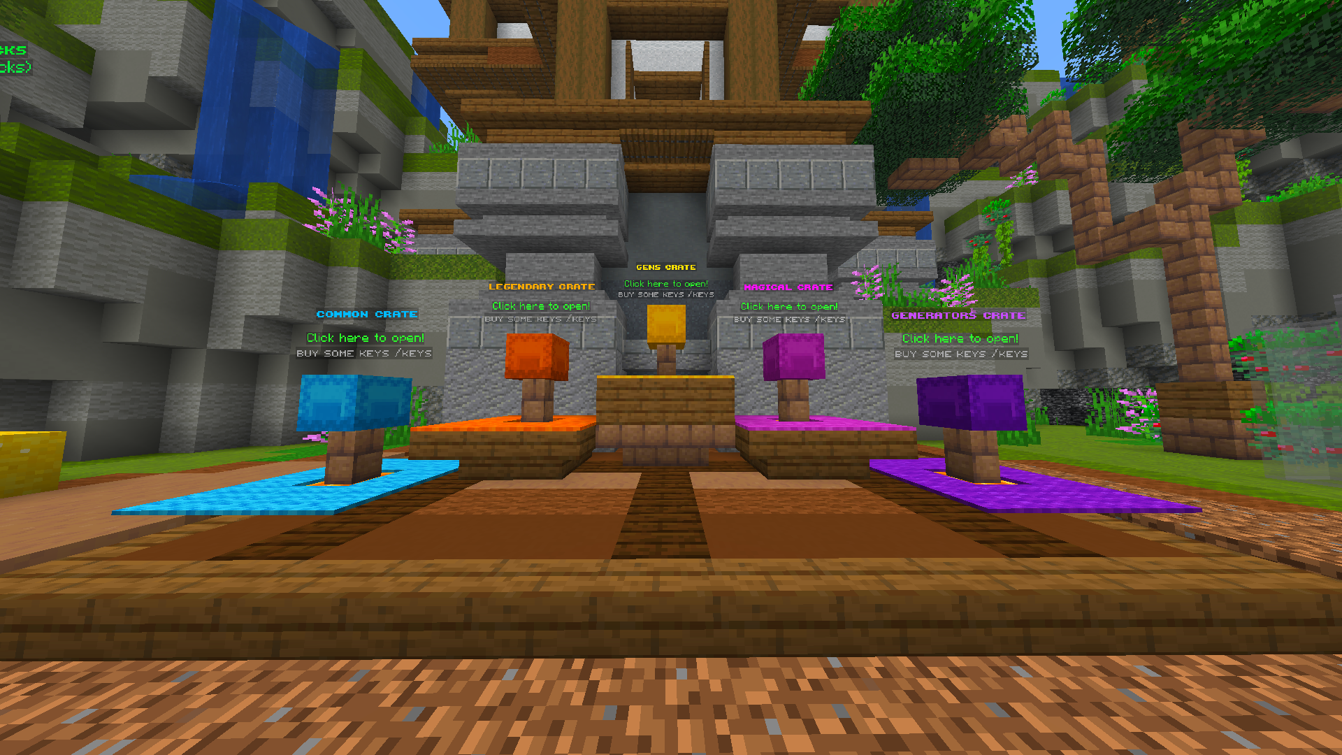 The five crate stations at spawn